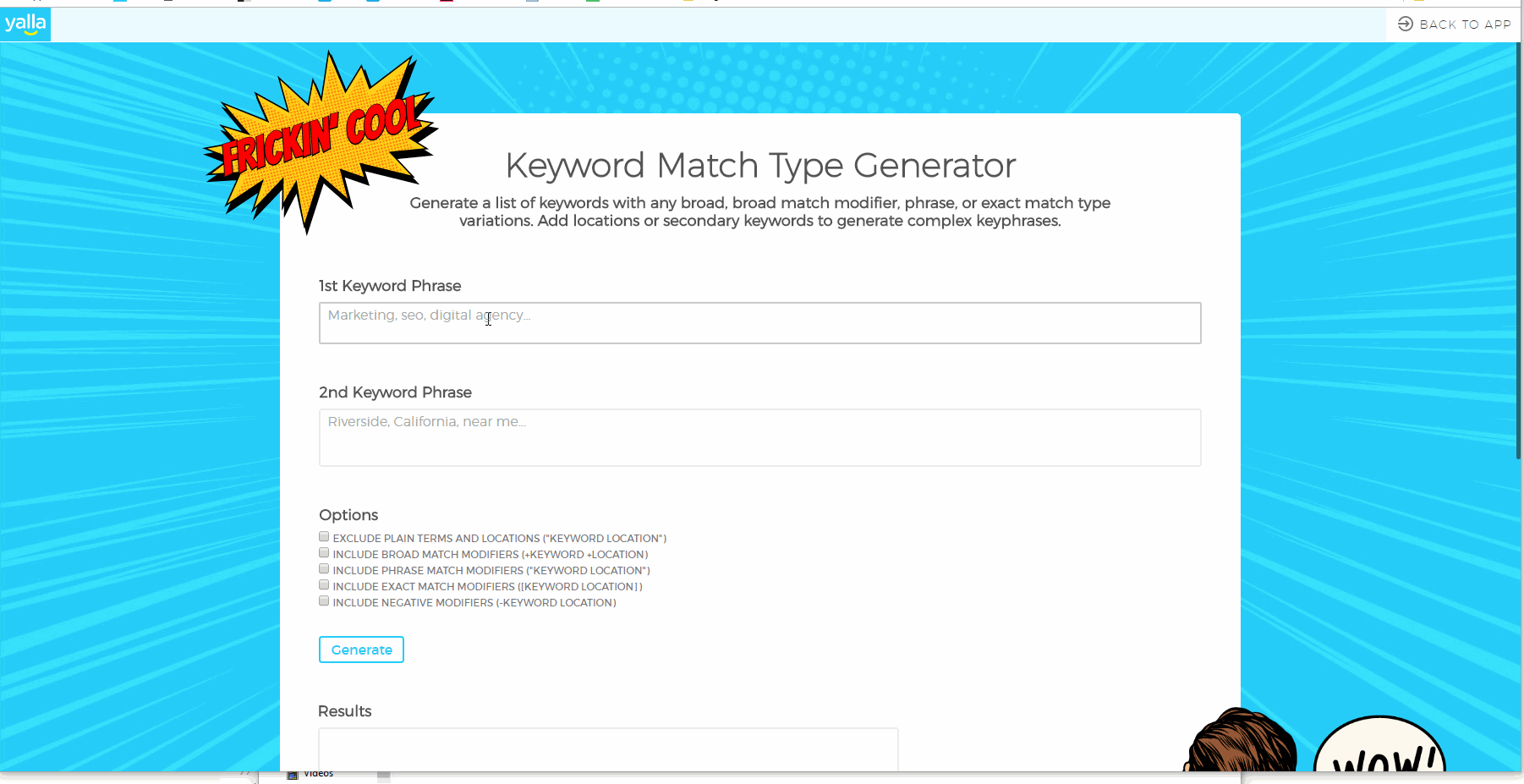 Yalla Keyword Match Type Generator